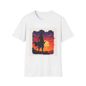 Sunset Warrior Unisex Softstyle T-Shirt, Adventure Tee, Graphic Shirt, Gift for Him, Outdoorsy Wear